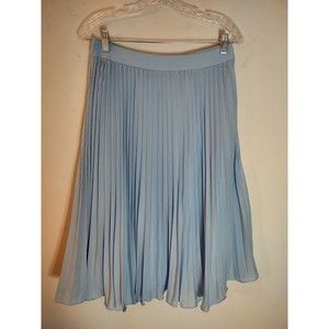 Kate Kasin Women's Light Blue Pleated Lined A-Line Swing Skirt Large